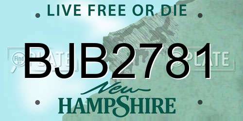 BJB2781 New Hampshire License Plate
