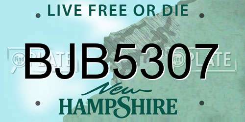 BJB5307 New Hampshire License Plate