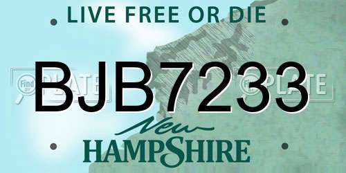 BJB7233 New Hampshire License Plate