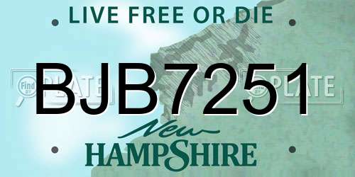 BJB7251 New Hampshire License Plate