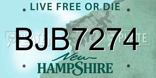BJB7274 New Hampshire License Plate