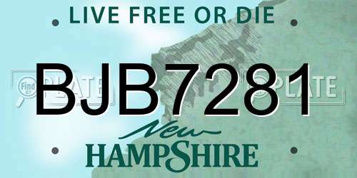 BJB7281 New Hampshire License Plate