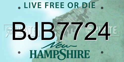BJB7724 New Hampshire License Plate
