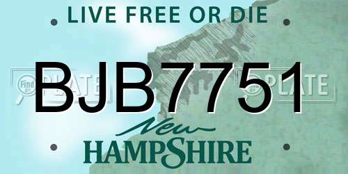 BJB7751 New Hampshire License Plate