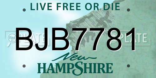 BJB7781 New Hampshire License Plate