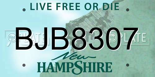 BJB8307 New Hampshire License Plate