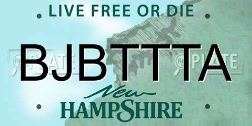 BJBTTTA New Hampshire License Plate