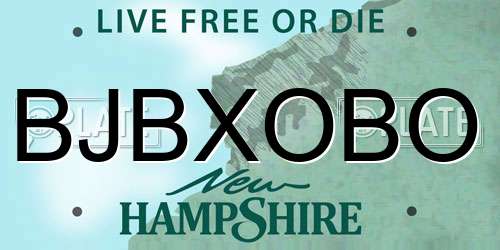 BJBXOBO New Hampshire License Plate