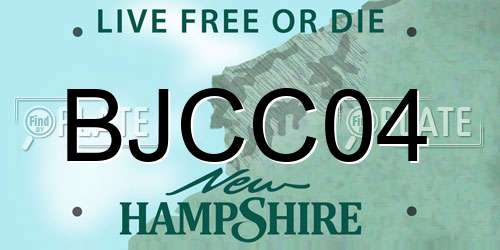 BJCC04 New Hampshire License Plate
