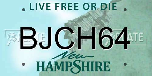 BJCH64 New Hampshire License Plate
