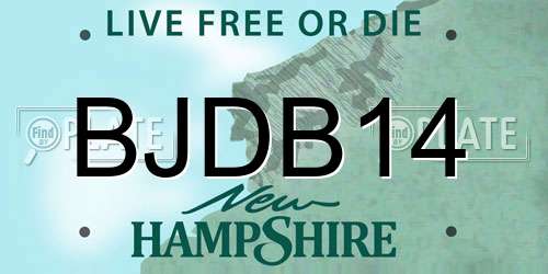BJDB14 New Hampshire License Plate