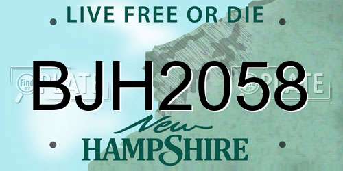 BJH2058 New Hampshire License Plate