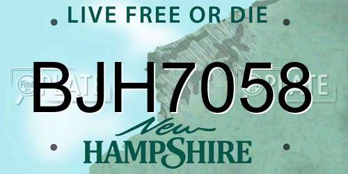 BJH7058 New Hampshire License Plate