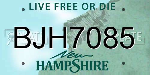 BJH7085 New Hampshire License Plate
