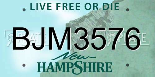 BJM3576 New Hampshire License Plate