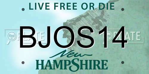 BJOS14 New Hampshire License Plate