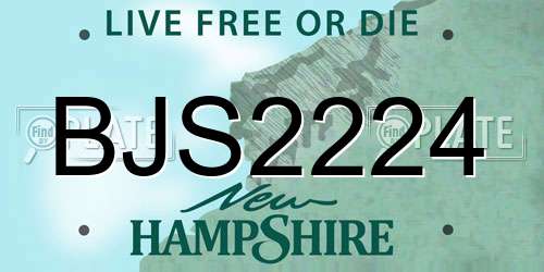 BJS2224 New Hampshire License Plate