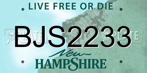 BJS2233 New Hampshire License Plate
