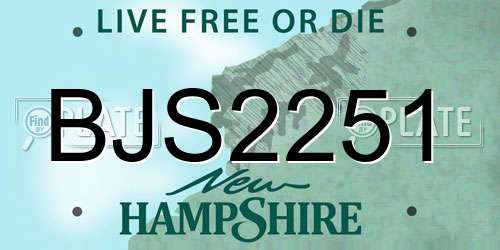 BJS2251 New Hampshire License Plate