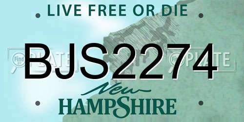 BJS2274 New Hampshire License Plate