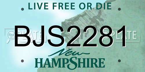 BJS2281 New Hampshire License Plate