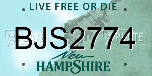 BJS2774 New Hampshire License Plate