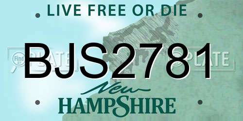 BJS2781 New Hampshire License Plate
