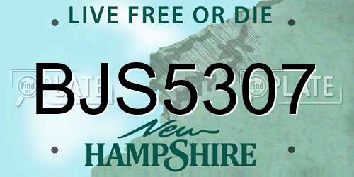 BJS5307 New Hampshire License Plate