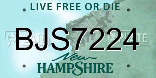BJS7224 New Hampshire License Plate