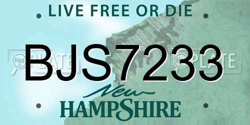 BJS7233 New Hampshire License Plate