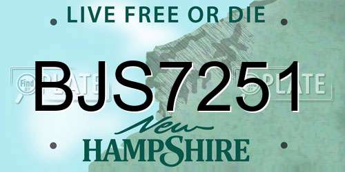 BJS7251 New Hampshire License Plate