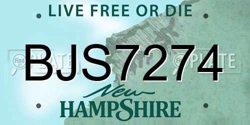 BJS7274 New Hampshire License Plate