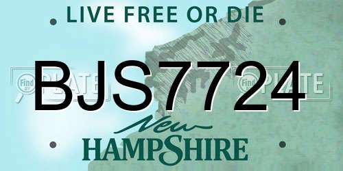 BJS7724 New Hampshire License Plate