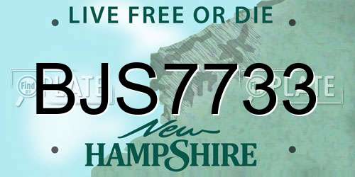 BJS7733 New Hampshire License Plate