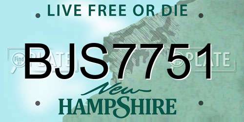 BJS7751 New Hampshire License Plate