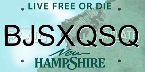 BJSXQSQ New Hampshire License Plate