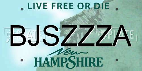 BJSZZZA New Hampshire License Plate