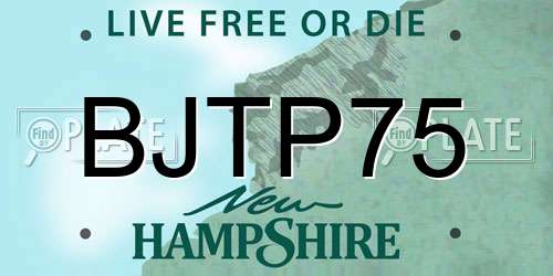 BJTP75 New Hampshire License Plate