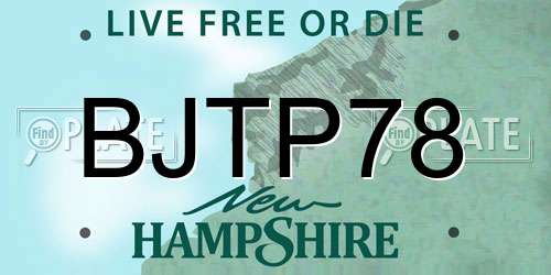 BJTP78 New Hampshire License Plate