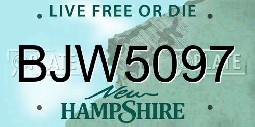 BJW5097 New Hampshire License Plate