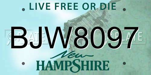 BJW8097 New Hampshire License Plate
