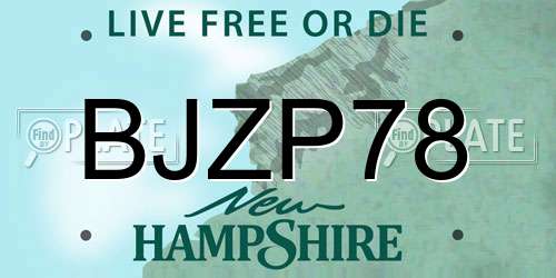 BJZP78 New Hampshire License Plate