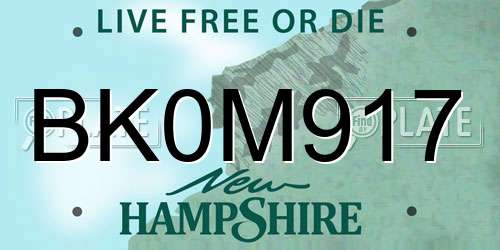 BK0M917 New Hampshire License Plate