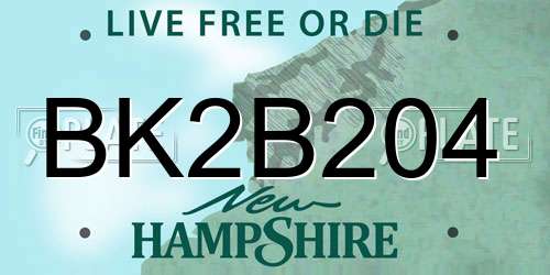 BK2B204 New Hampshire License Plate