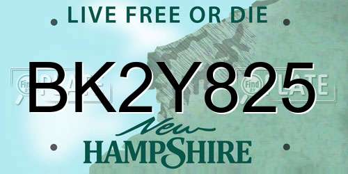 BK2Y825 New Hampshire License Plate
