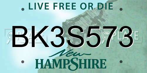 BK3S573 New Hampshire License Plate