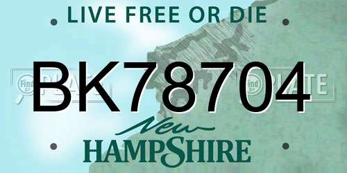 BK78704 New Hampshire License Plate
