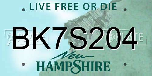 BK7S204 New Hampshire License Plate