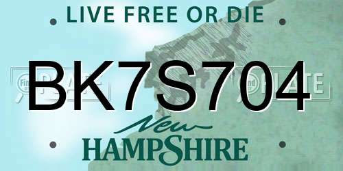 BK7S704 New Hampshire License Plate