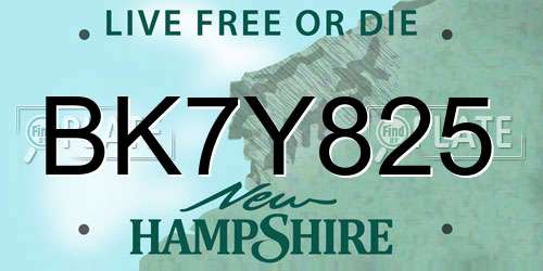 BK7Y825 New Hampshire License Plate